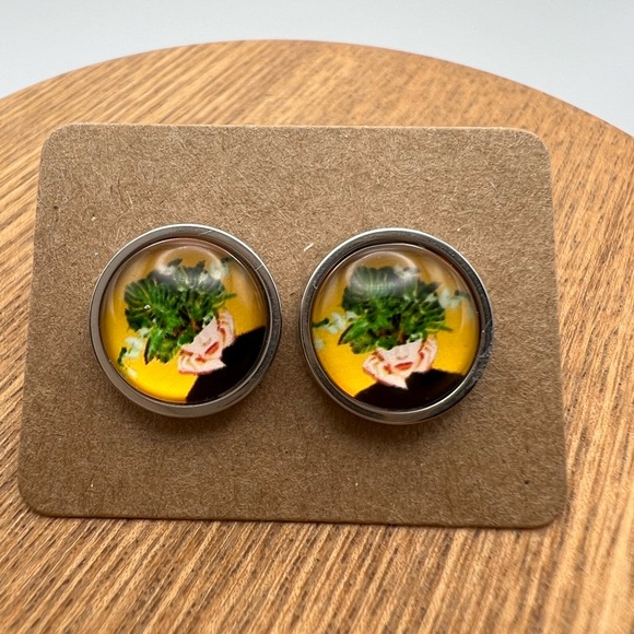 Classic Edgy Round Stud Earrings - Stylish Small Retro Stud Earrings Set of Two - Picture 13 of 14